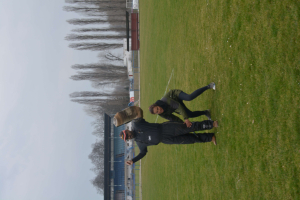 Body search suspect while dog is put on alert